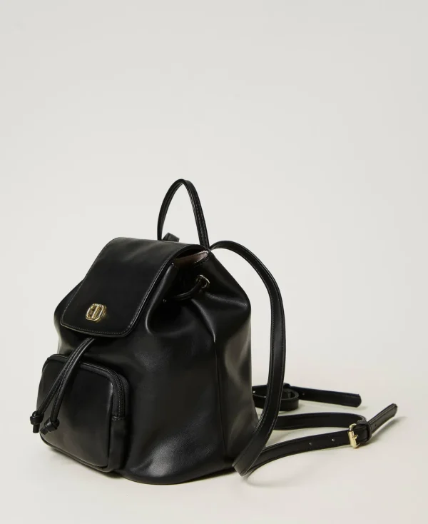 sac__dos_avec_poche_et_ov_2.webp Accessoires*TWINSET Milano Sac à Dos Avec Poche Et Oval T Noir