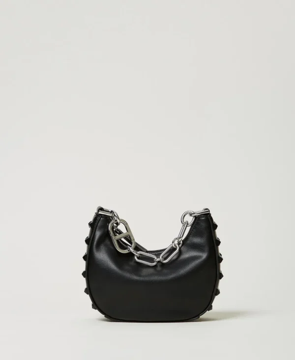 sac_mini_croissant_avec_c_0.webp Mini Sacs | Besaces*TWINSET Milano Sac «Mini Croissant» Avec Clous Noir