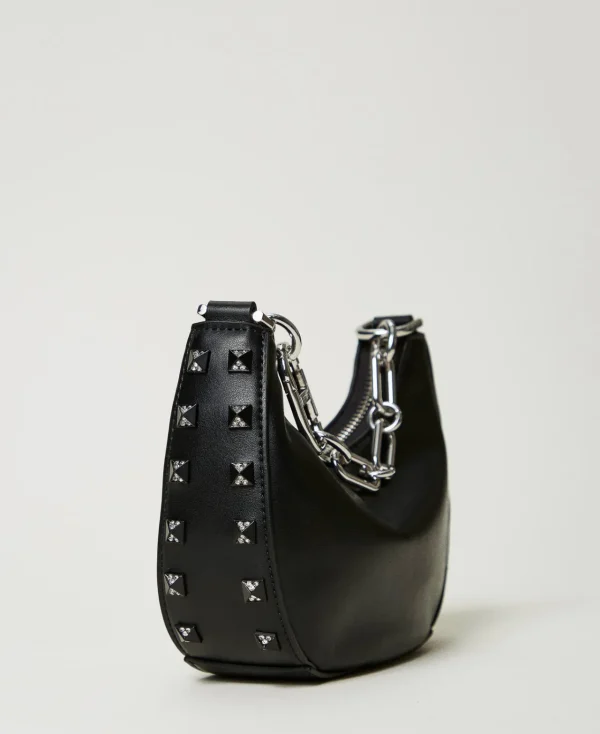 sac_mini_croissant_avec_c_2.webp Mini Sacs | Besaces*TWINSET Milano Sac «Mini Croissant» Avec Clous Noir