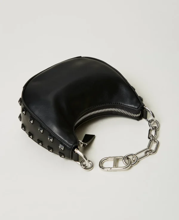 sac_mini_croissant_avec_c_3.webp Mini Sacs | Besaces*TWINSET Milano Sac «Mini Croissant» Avec Clous Noir