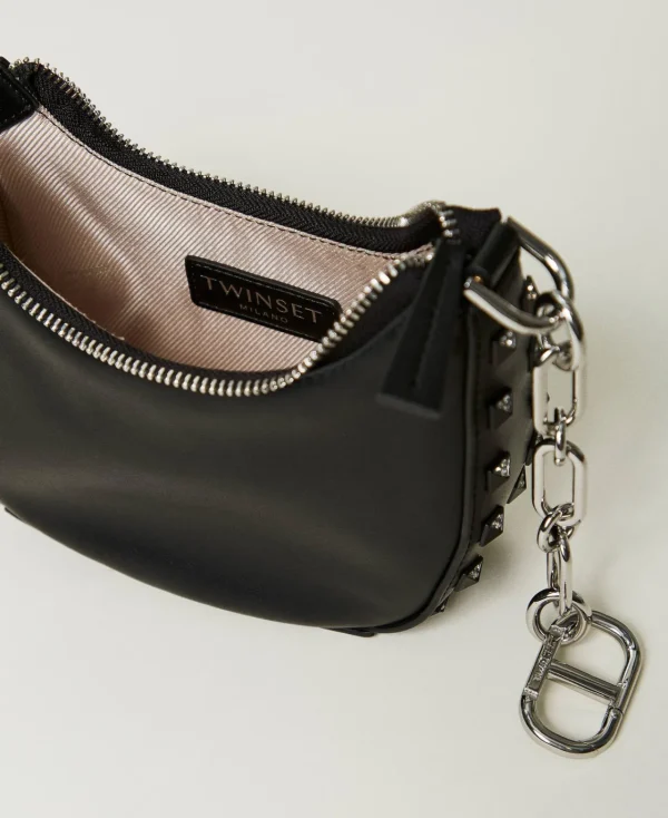 sac_mini_croissant_avec_c_4.webp Mini Sacs | Besaces*TWINSET Milano Sac «Mini Croissant» Avec Clous Noir