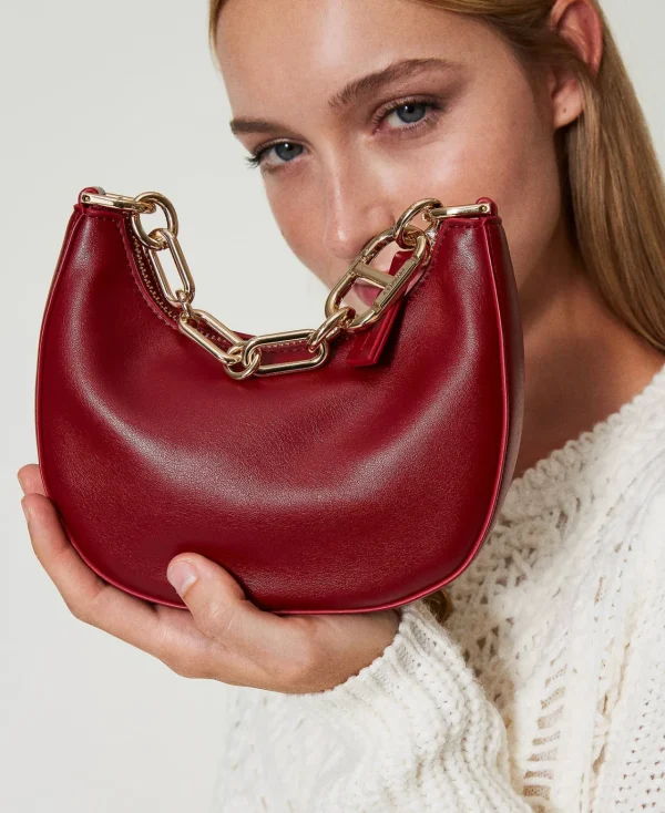 sac_mini_croissant_avec_f_1.webp Mini Sacs | Sacs À Main*TWINSET Milano Sac «Mini Croissant» Avec Fermeture Oval T Rouge Pompéien
