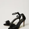 Chaussures À Talons | Escarpins Et Sandales*TWINSET Milano Sandales En Cuir Avec Plumes Noir