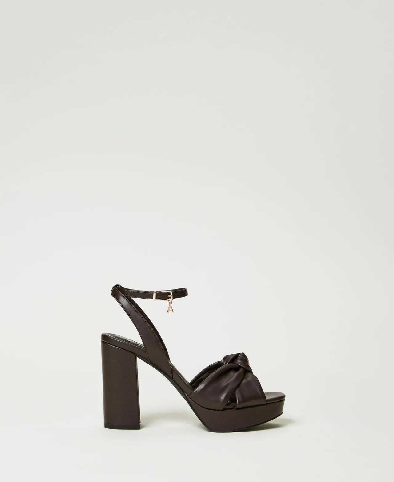 sandales_plateformes_avec_0.webp Chaussures À Talons | Escarpins Et Sandales*TWINSET Milano Sandales Plateformes Avec Nœud Marron « Molè »