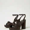 sandales_plateformes_avec_2.webp Chaussures À Talons | Escarpins Et Sandales*TWINSET Milano Sandales Plateformes Avec Nœud Marron « Molè »
