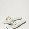 Chaussures Plates | Escarpins Et Sandales*TWINSET Milano Sandales Slides En Cuir Avec Oval T Vert Agave