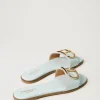 Chaussures Plates | Escarpins Et Sandales*TWINSET Milano Sandales Slides En Cuir Avec Oval T Vert Agave