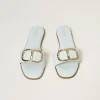 Chaussures Plates | Escarpins Et Sandales*TWINSET Milano Sandales Slides En Cuir Avec Oval T Vert Agave