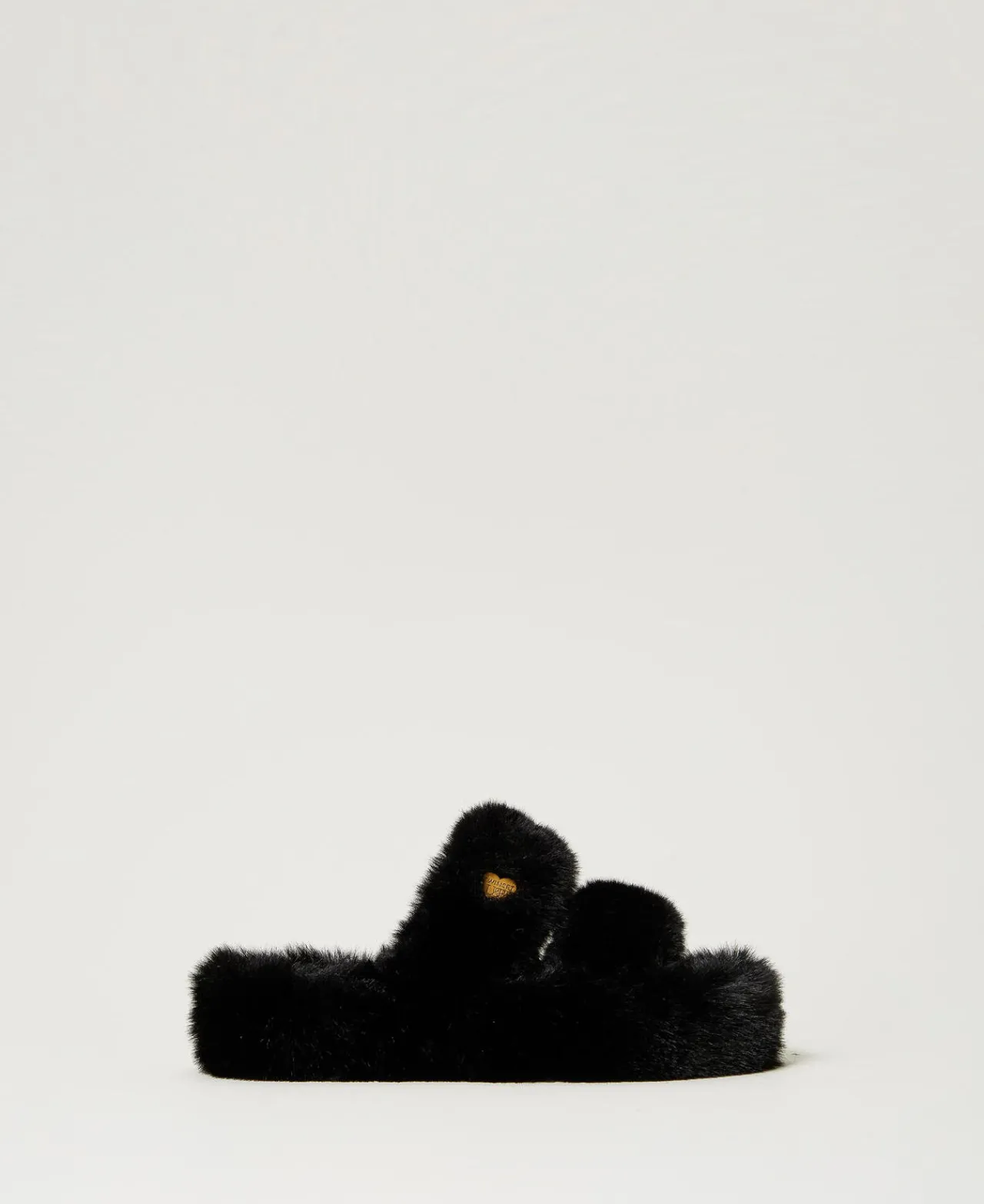 sandales_slides_en_fausse_0.webp Escarpins Et Sandales | Chaussures Plates*TWINSET Milano Sandales Slides En Fausse Fourrure Noir