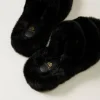 Escarpins Et Sandales | Chaussures Plates*TWINSET Milano Sandales Slides En Fausse Fourrure Noir