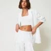 Shorts*TWINSET Milano Short Avec Sequins All-over Blanc "Papers"