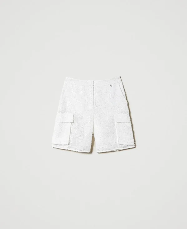 Shorts*TWINSET Milano Short Avec Sequins All-over Blanc "Papers"