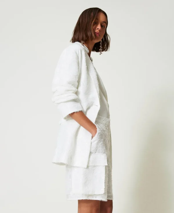 Shorts*TWINSET Milano Short Avec Sequins All-over Blanc "Papers"