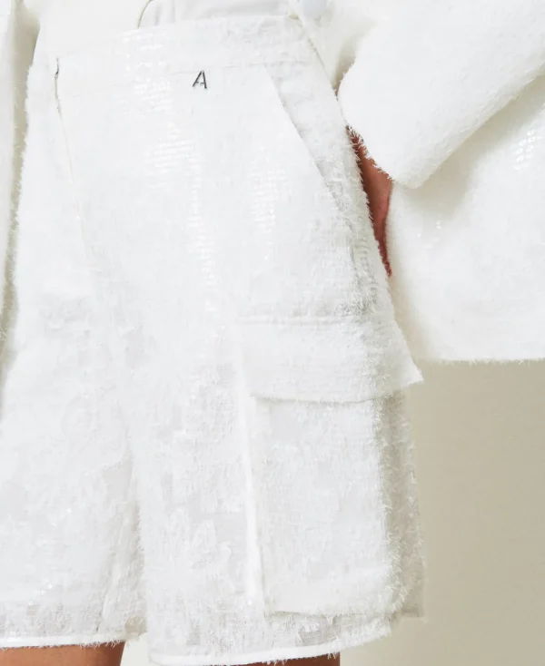Shorts*TWINSET Milano Short Avec Sequins All-over Blanc "Papers"
