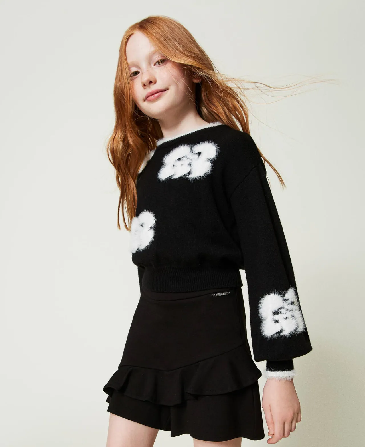 Pantalons Et Jeans*TWINSET Milano Short Avec Volants Et Logo Noir