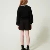 short_avec_volants_et_log_3.webp Pantalons Et Jeans*TWINSET Milano Short Avec Volants Et Logo Noir