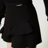 short_avec_volants_et_log_4.webp Pantalons Et Jeans*TWINSET Milano Short Avec Volants Et Logo Noir