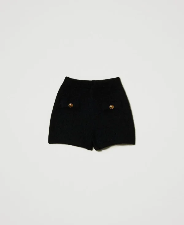 Shorts*TWINSET Milano Short «Emily» En Maille De Mohair Mélangé Noir