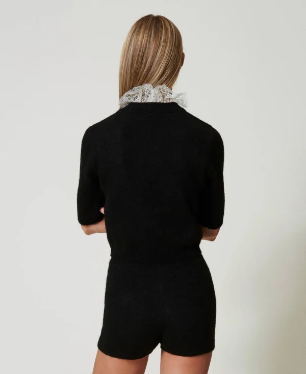 Shorts*TWINSET Milano Short «Emily» En Maille De Mohair Mélangé Noir