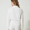 Shorts*TWINSET Milano Short En Maille D’angora Mélangé Avec Perles Blanc Neige
