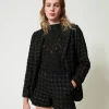Shorts*TWINSET Milano Short En Tissu Bouclé Avec Motif à Carreaux Bouclé Noir/Or