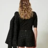 Shorts*TWINSET Milano Short En Tissu Bouclé Avec Motif à Carreaux Bouclé Noir/Or