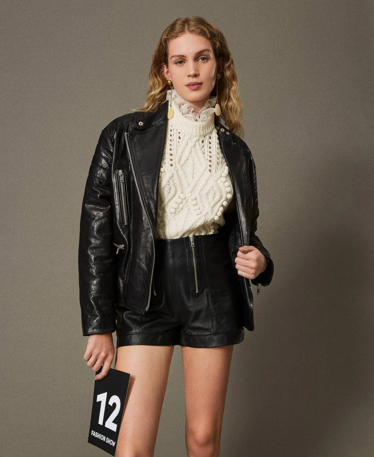 Shorts*TWINSET Milano Short «Fairfax» En Cuir Avec Fermeture éclair Noir