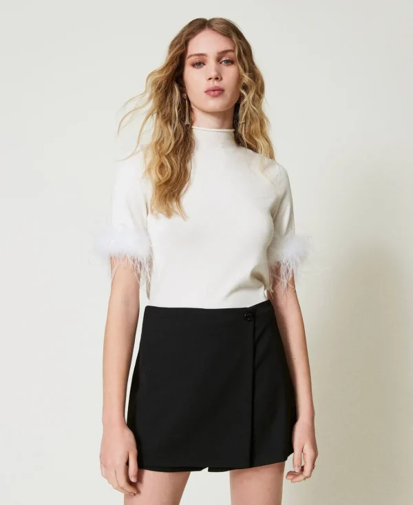 short_portefeuille_en_lai_0.webp Shorts*TWINSET Milano Short Portefeuille En Laine Mélangée Noir