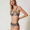 Sous-Vêtements Et Vêtements De Nuit*TWINSET Milano Slip Brésilien En Tulle Brodé Bicolore Wonder Beige/Noir