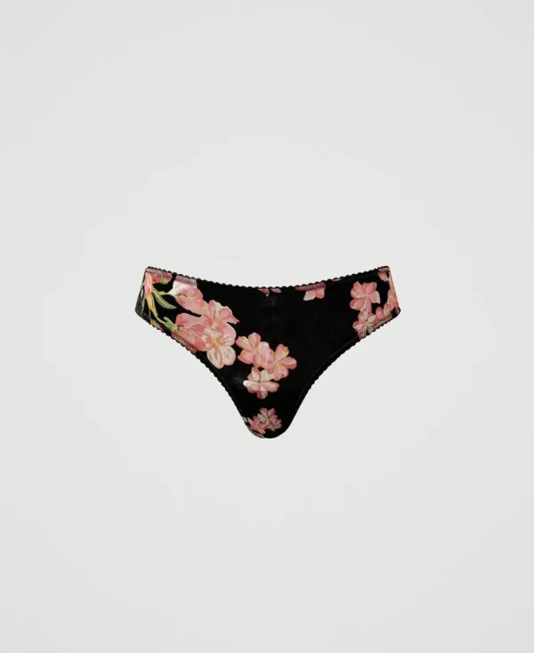 Sous-Vêtements Et Vêtements De Nuit*TWINSET Milano Slip Brésilien En Velours Dévoré Multicolore Blooming