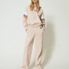 Pantalons Larges Et Palazzo | Sweat-Shirts*TWINSET Milano Sweat à Capuche Et Pantalon Palazzo Multicolore Caramel Camel/Les Beiges/Nacre