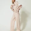 Pantalons Larges Et Palazzo | Sweat-Shirts*TWINSET Milano Sweat à Capuche Et Pantalon Palazzo Multicolore Caramel Camel/Les Beiges/Nacre