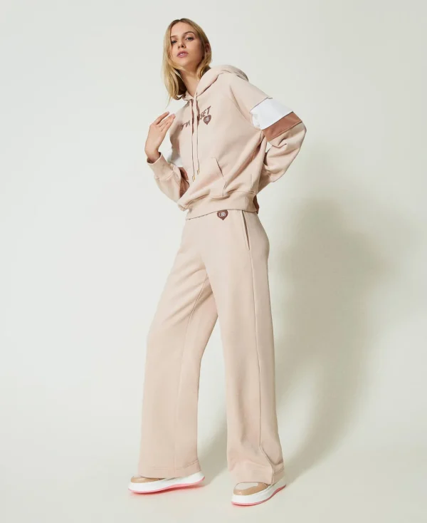 Pantalons Larges Et Palazzo | Sweat-Shirts*TWINSET Milano Sweat à Capuche Et Pantalon Palazzo Multicolore Caramel Camel/Les Beiges/Nacre
