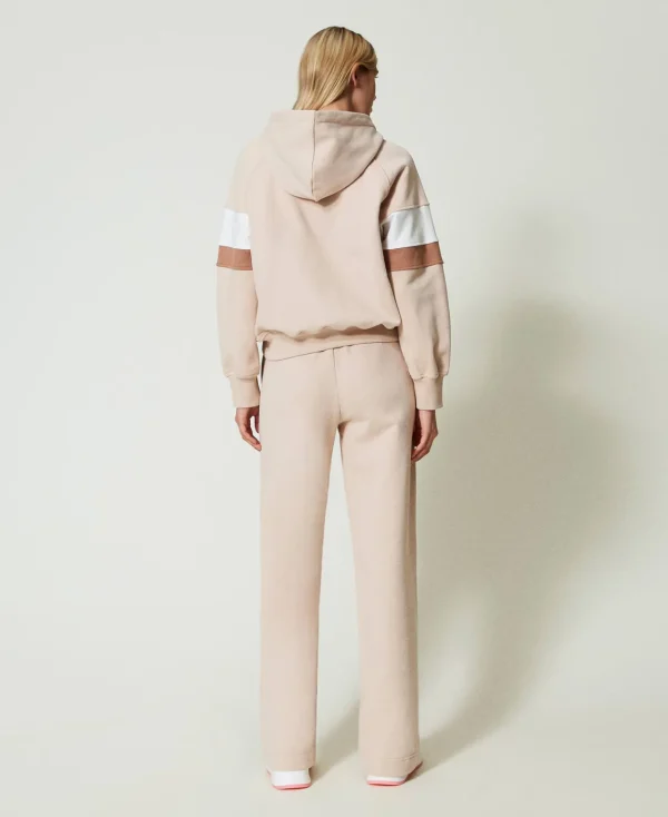 Pantalons Larges Et Palazzo | Sweat-Shirts*TWINSET Milano Sweat à Capuche Et Pantalon Palazzo Multicolore Caramel Camel/Les Beiges/Nacre