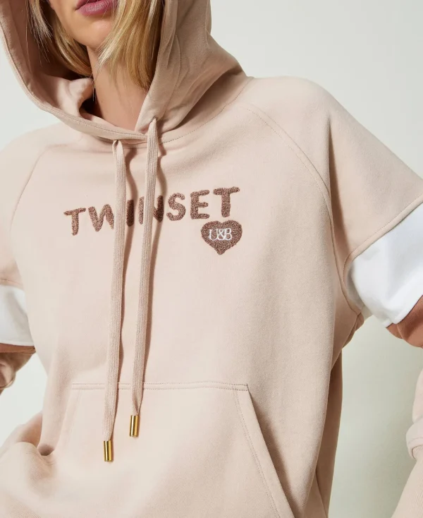 Pantalons Larges Et Palazzo | Sweat-Shirts*TWINSET Milano Sweat à Capuche Et Pantalon Palazzo Multicolore Caramel Camel/Les Beiges/Nacre