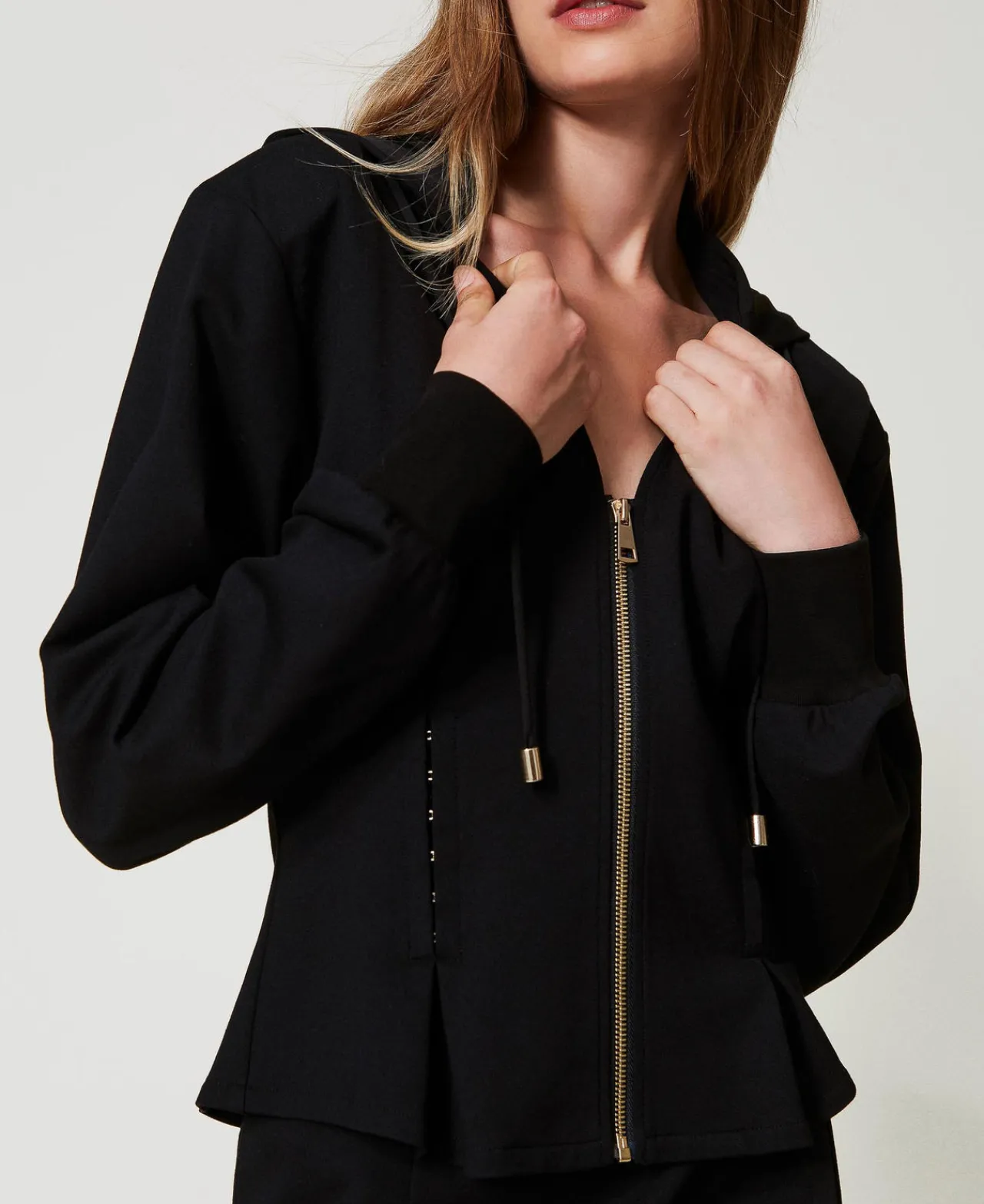 Sweat-Shirts*TWINSET Milano Sweat-shirt Ajusté Avec Agrafes Décoratives Noir