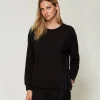 Sweat-Shirts*TWINSET Milano Sweat-shirt Avec Insertion Plissée Et Dentelle Noir