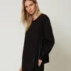 Sweat-Shirts*TWINSET Milano Sweat-shirt Avec Insertion Plissée Et Dentelle Noir