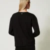 Sweat-Shirts*TWINSET Milano Sweat-shirt Avec Insertion Plissée Et Dentelle Noir