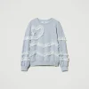 Sweat-Shirts*TWINSET Milano Sweat-shirt Chiné Avec Volants En Tulle Bicolore Gris Chiné Moyen/Nacre