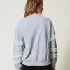 Sweat-Shirts*TWINSET Milano Sweat-shirt Chiné Avec Volants En Tulle Bicolore Gris Chiné Moyen/Nacre