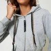 Sweat-Shirts*TWINSET Milano Sweat-shirt Cropped MYFO Avec Imprimé Pailleté Gris Mélangé