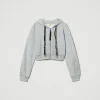 Sweat-Shirts*TWINSET Milano Sweat-shirt Cropped MYFO Avec Imprimé Pailleté Gris Mélangé