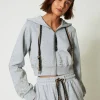 Sweat-Shirts*TWINSET Milano Sweat-shirt Cropped MYFO Avec Imprimé Pailleté Gris Mélangé