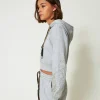 Sweat-Shirts*TWINSET Milano Sweat-shirt Cropped MYFO Avec Imprimé Pailleté Gris Mélangé