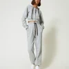Sweat-Shirts*TWINSET Milano Sweat-shirt Cropped MYFO Avec Imprimé Pailleté Gris Mélangé