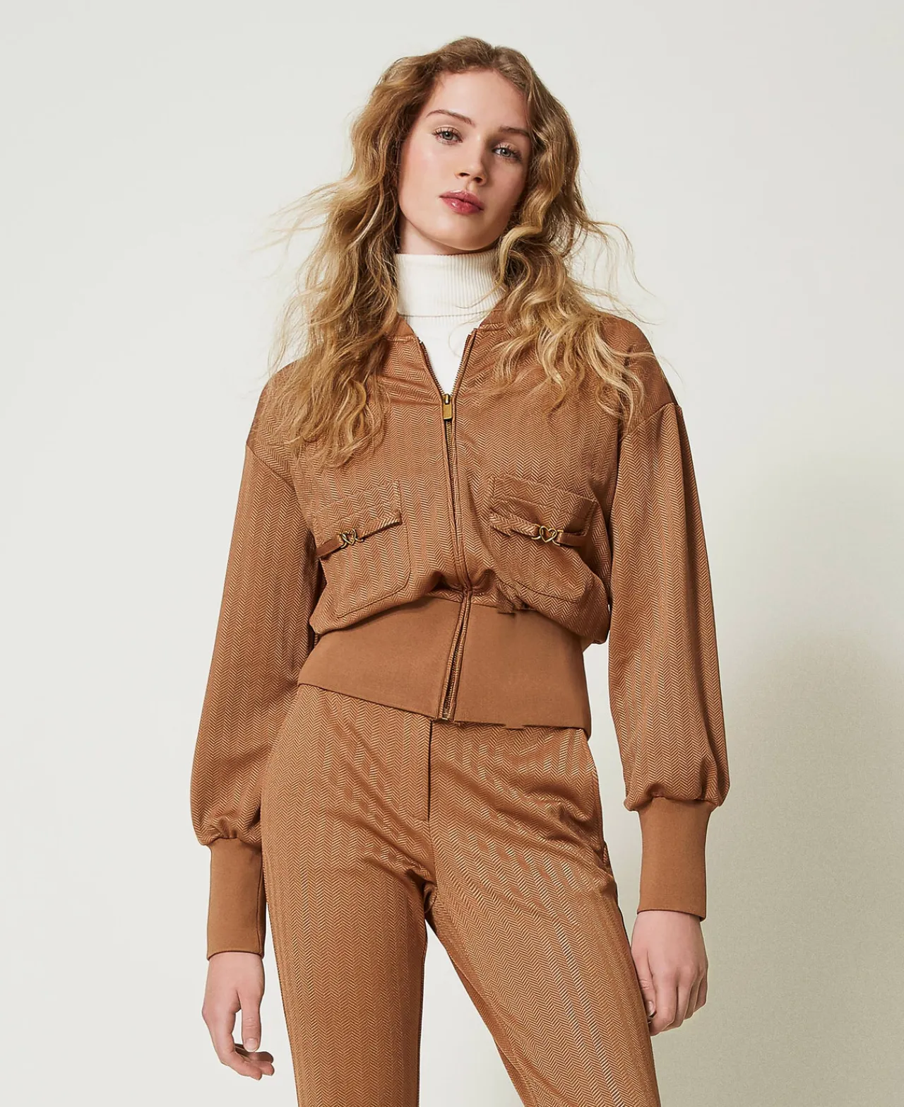 Sweat-Shirts*TWINSET Milano Sweat-shirt En Scuba Jacquard Caramel Camel
