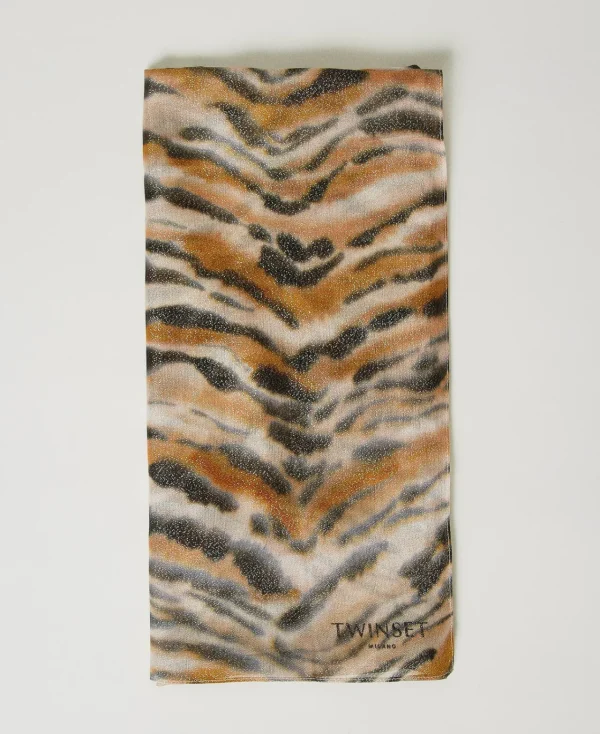 Écharpes*TWINSET Milano Étole Avec Imprimé Animalier Imprimé Tigre Orange « Tanné »/Noir