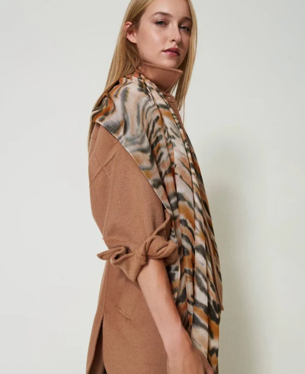 Écharpes*TWINSET Milano Étole Avec Imprimé Animalier Imprimé Tigre Orange « Tanné »/Noir