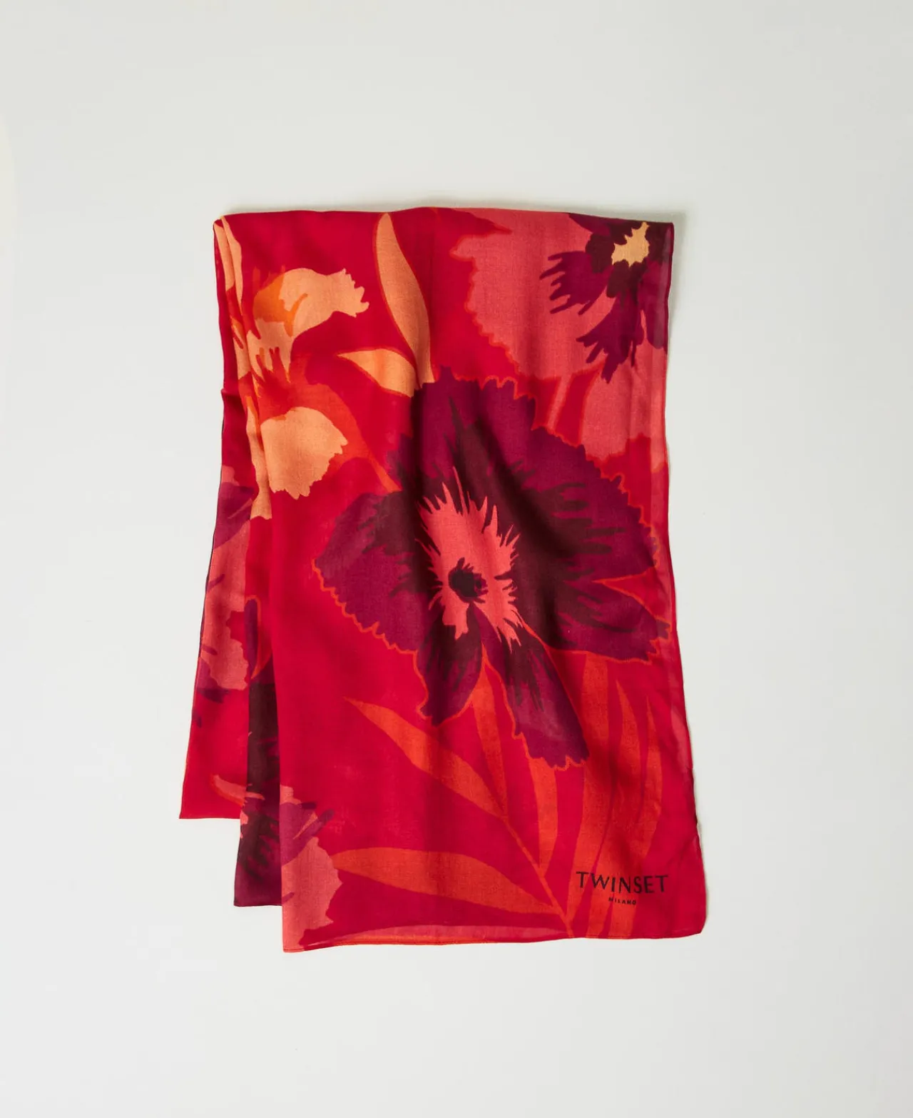 Écharpes*TWINSET Milano Étole Avec Imprimé Floral Grandes Fleurs Rouge/Red Plum